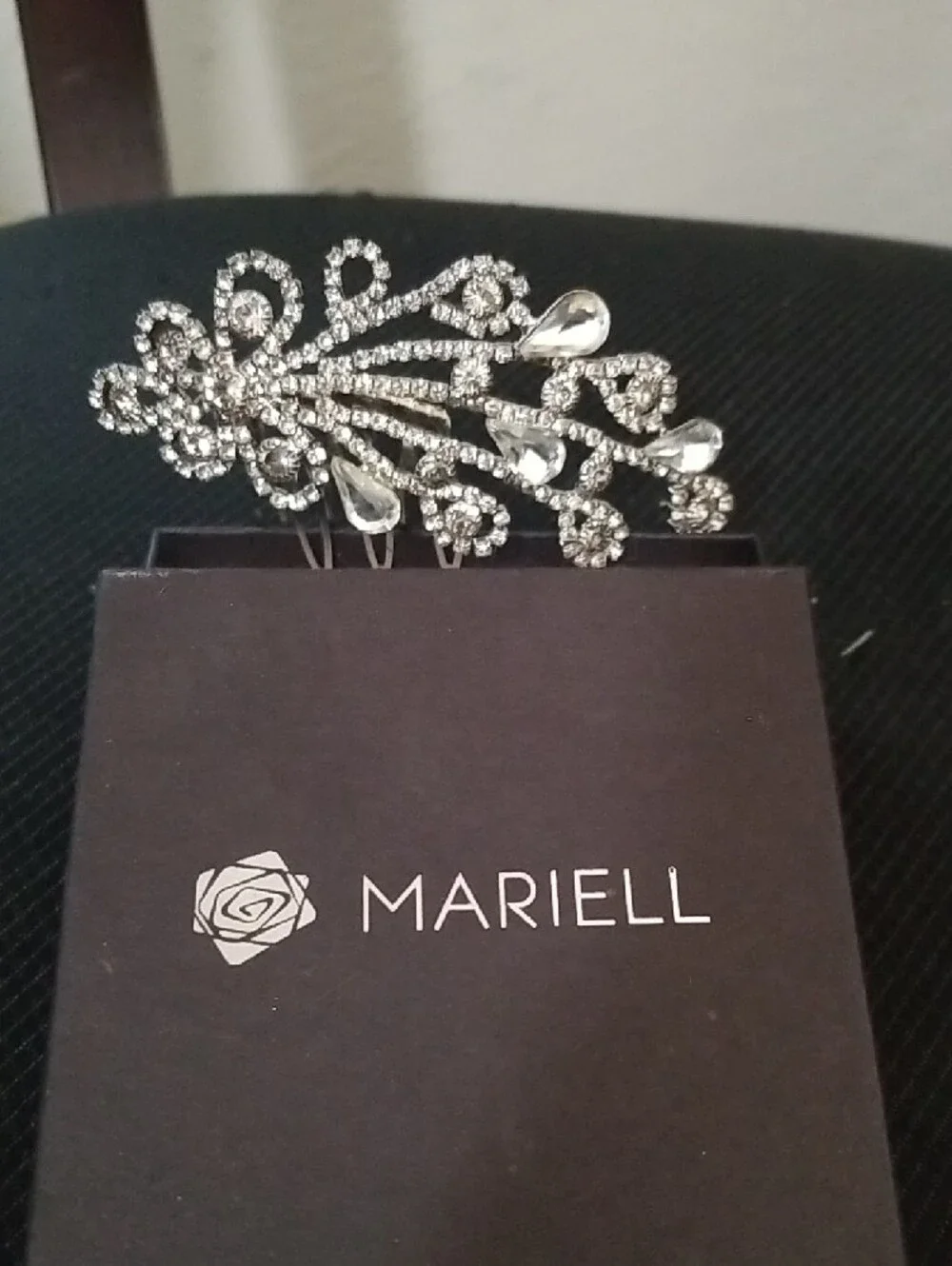 Mariell Silver Crystal Bridal Hair Comb with Matching Earrings